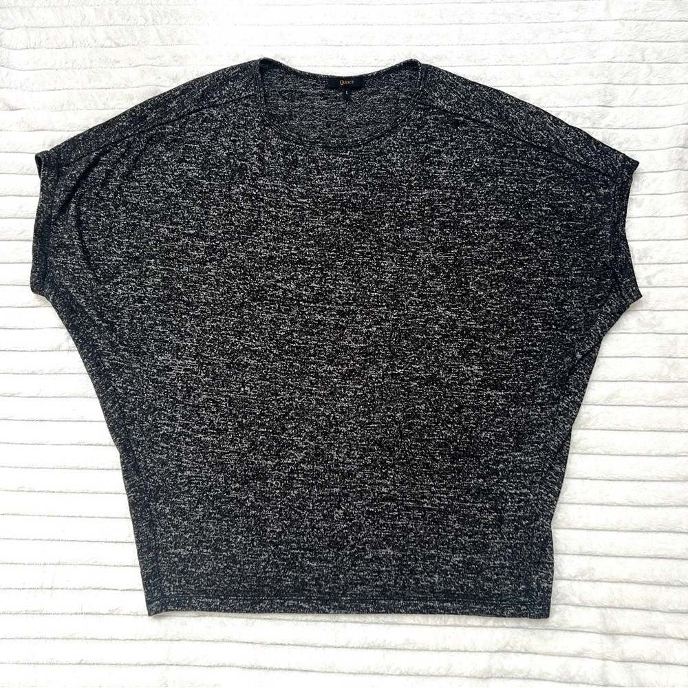 Quince Brushed Short Sleeve Lounge Tee Charcoal Gray Top Soft Slouchy size L